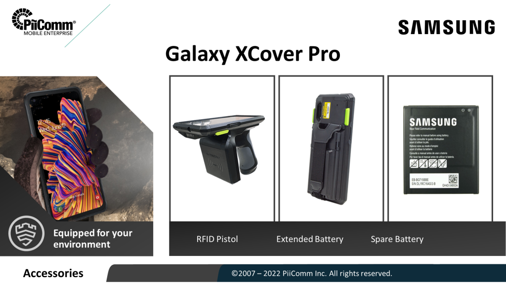 Samsung Galaxy Xcover Pro Accessories - RFID Pistol, Extended Battery and Spare Battery